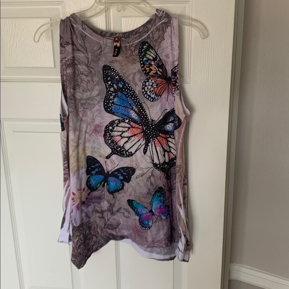 Colorful Butterfly Sleeveless Top